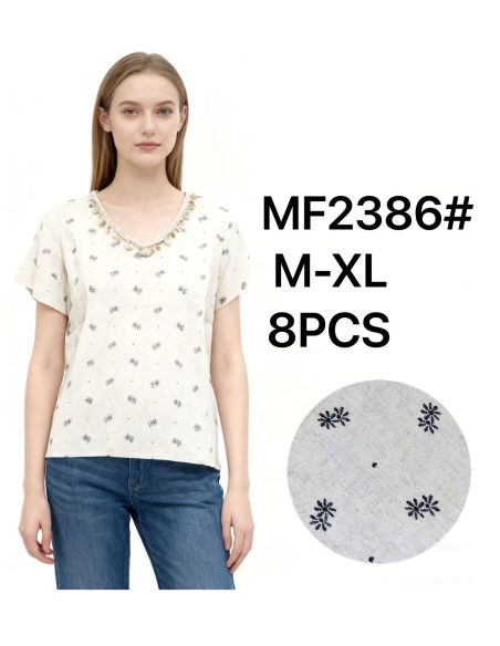 Blusa lino estampado conchas