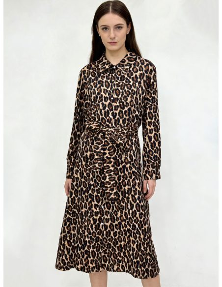 Leopard shirt dress with belt