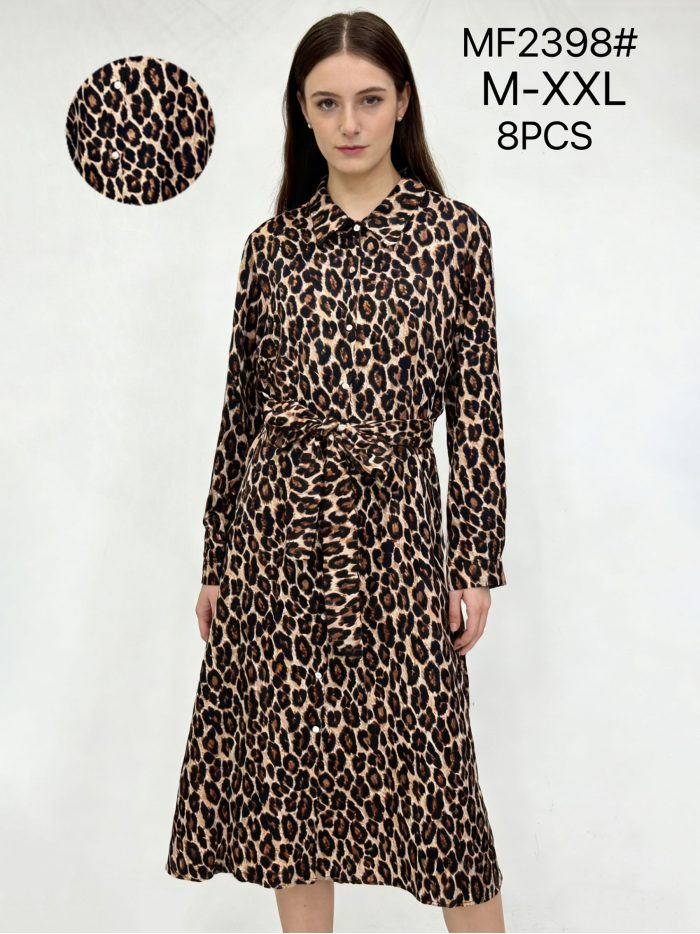 Leopard shirt dress with belt