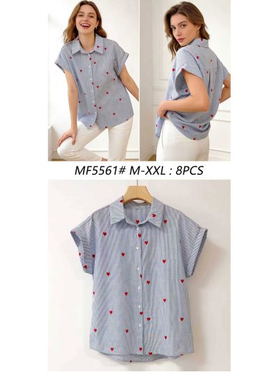 Camisa rayas corazones bordados 2