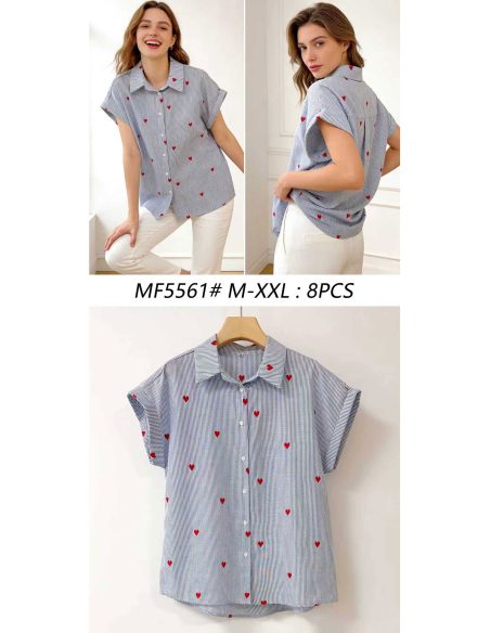 Camisa rayas corazones bordados