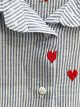 Camisa rayas corazones bordados