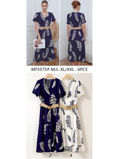 Vestido bordado hojas cinturón 2