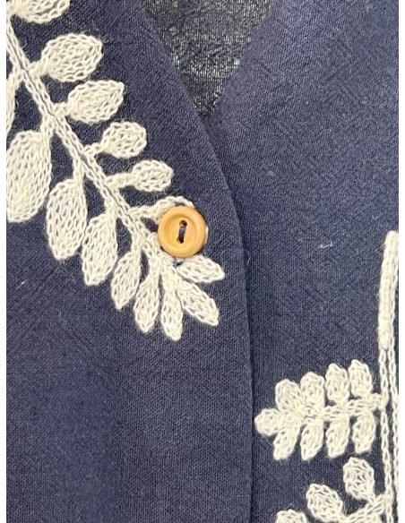 Vestido bordado hojas cinturón