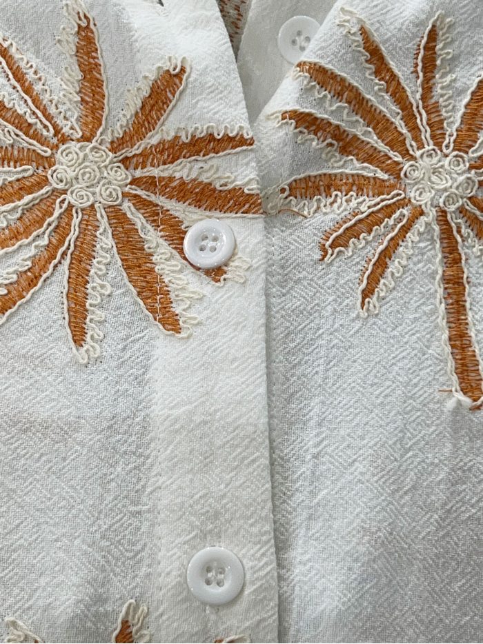 Embroidered shirt dress with tie belt