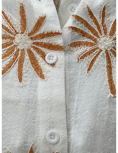 Embroidered shirt dress with tie belt