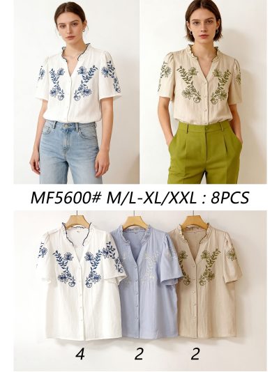 Blusa bordada cuello fruncido 2