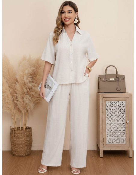 Co-Ord linen effect shirt & trousers