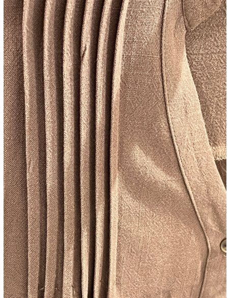 Conjunto de blusa e calça plissada com efeito linho