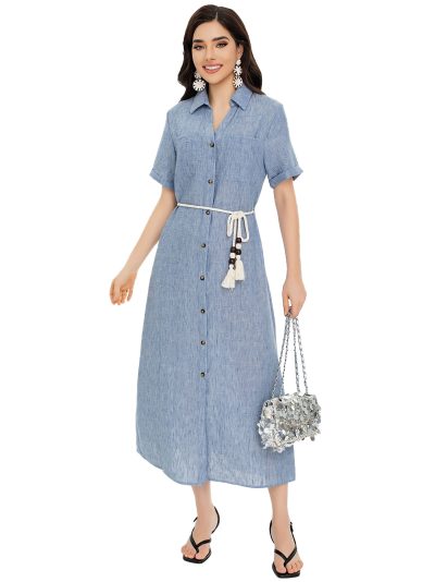 abito midi con cintura a nappe