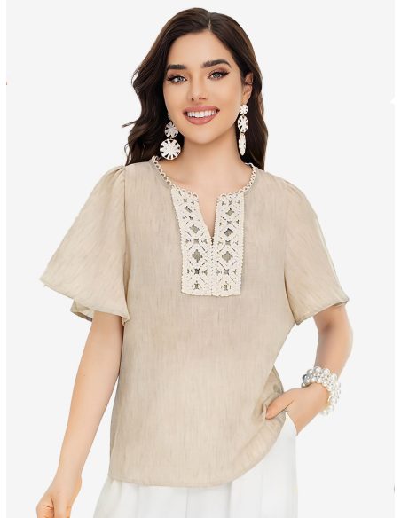 Blusa de renda com mangas amplas