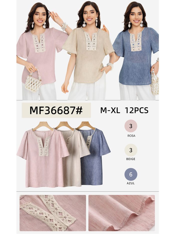 Blusa de renda com mangas amplas