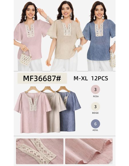 Blusa de renda com mangas amplas