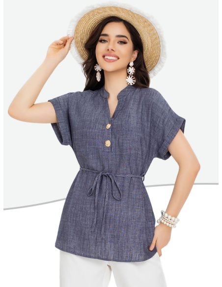 Chemisier avec ceinture et boutons bijoux