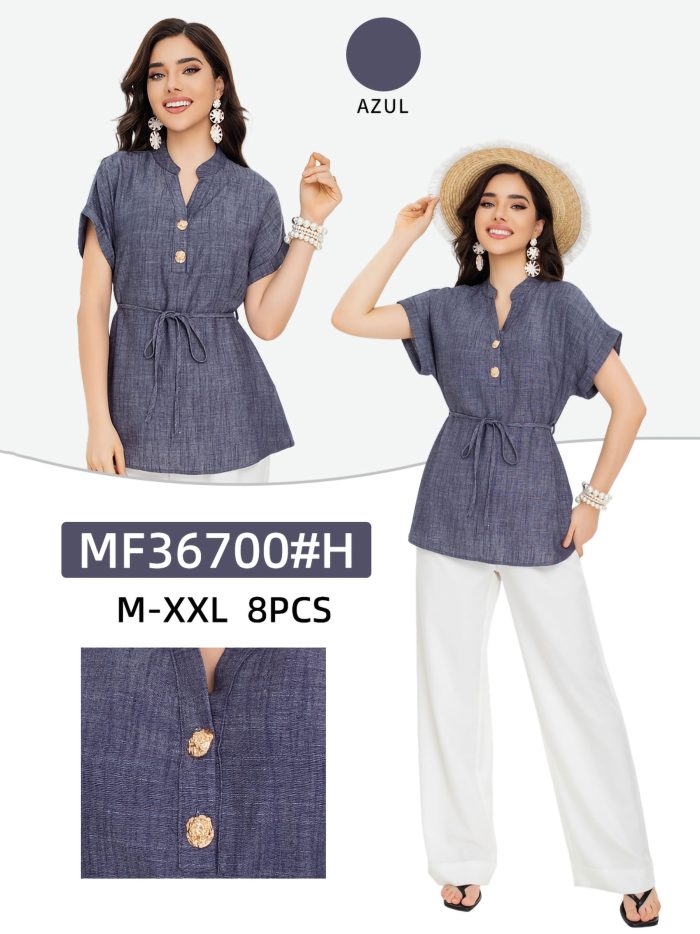 Chemisier avec ceinture et boutons bijoux