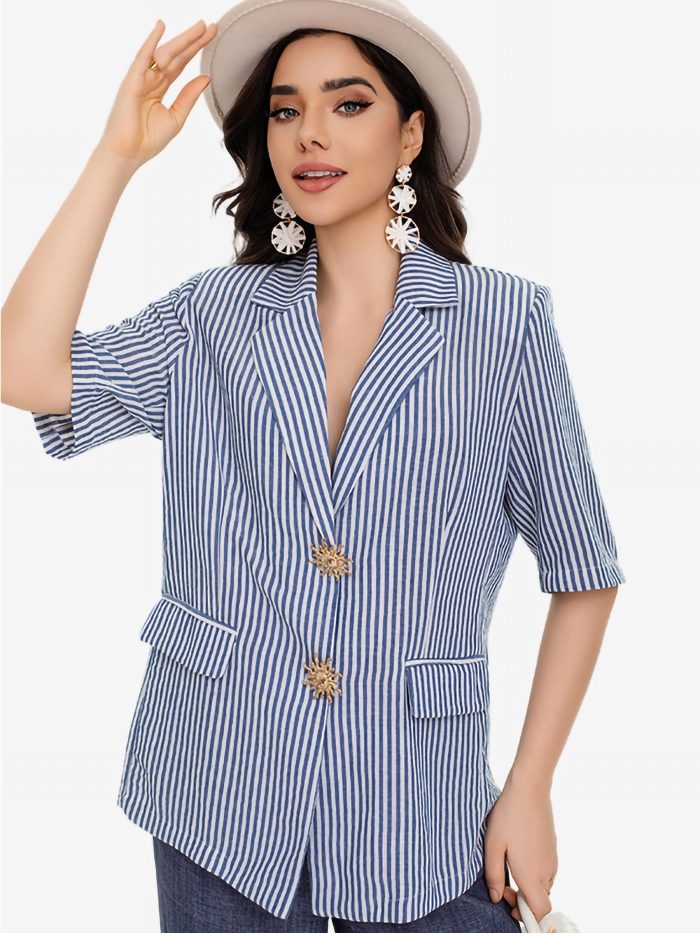 Blazer rayas broche joya