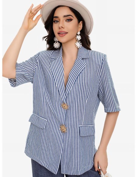 Blazer rayas broche joya