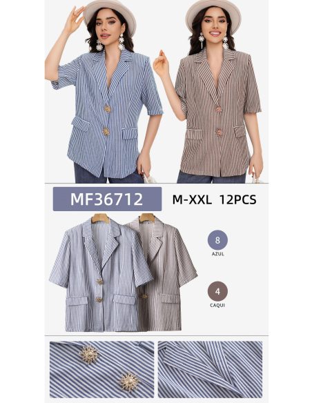 Blazer rayas broche joya