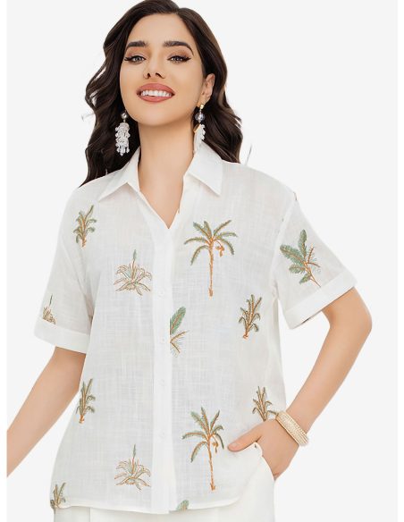 Besticktes Hemd mit Palmen