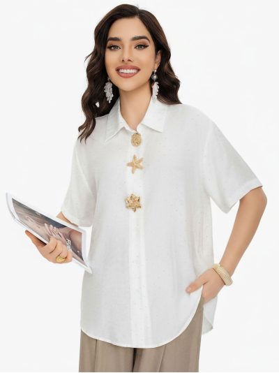 Camisa apliques marinos manga corta