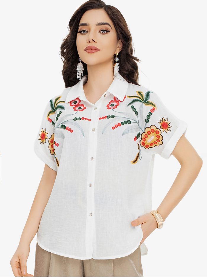 Camisa bordada floral