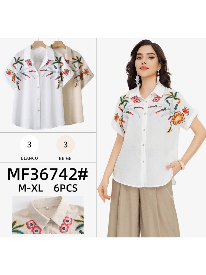 Camisa bordada floral