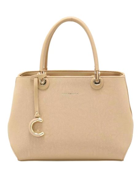 Borsa shopper con ciondolo metallico