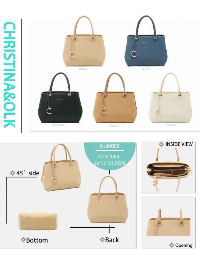 Borsa shopper con ciondolo metallico