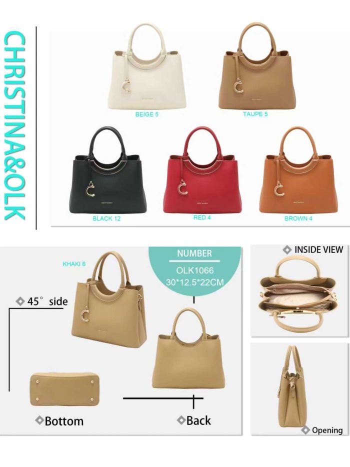 Bolso tote asas redondas y charm metálico