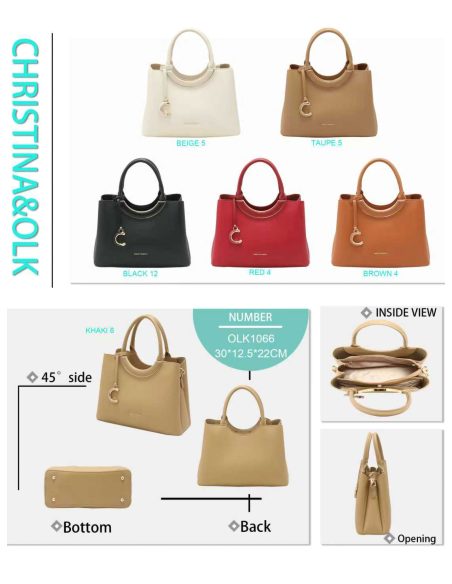 Bolso tote asas redondas y charm metálico