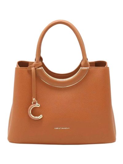 Bolso tote asas redondas y charm metálico