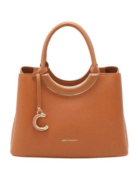 Bolso tote asas redondas y charm metálico