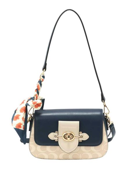 Bolso de hombro solapa y estampado jacquard