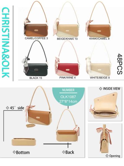 Bolso de hombro bicolor panel diagonal 2