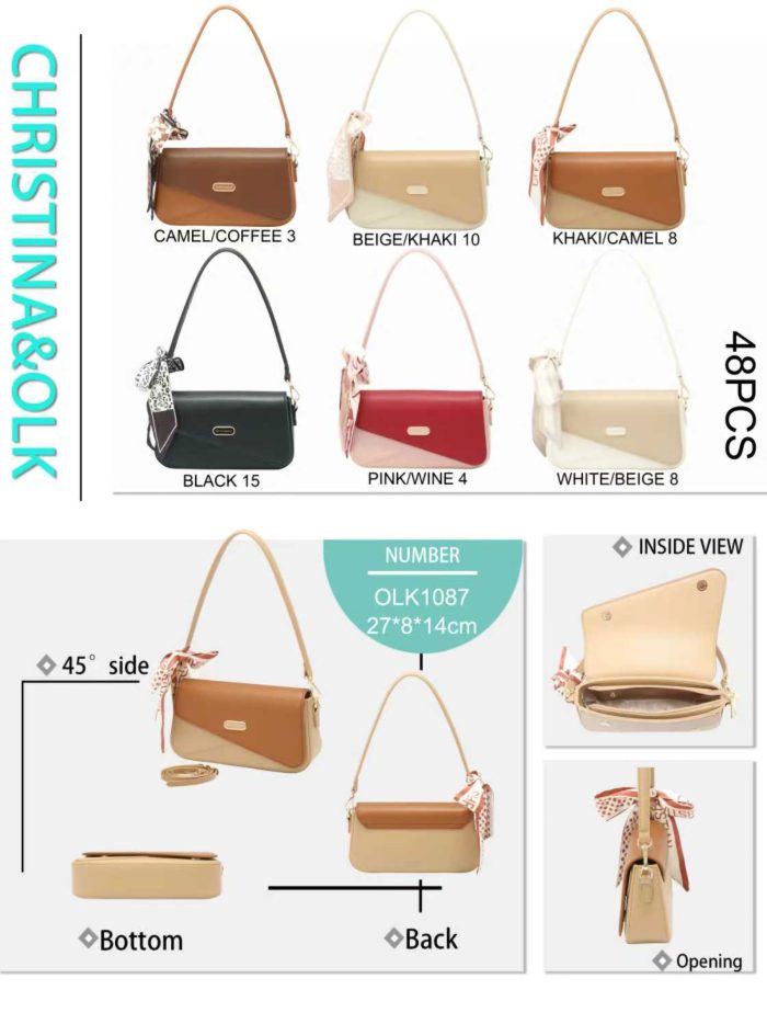 Bolso de hombro bicolor panel diagonal