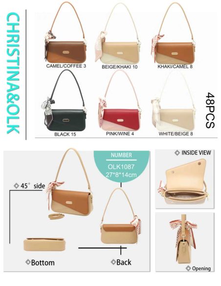 Bolso de hombro bicolor panel diagonal