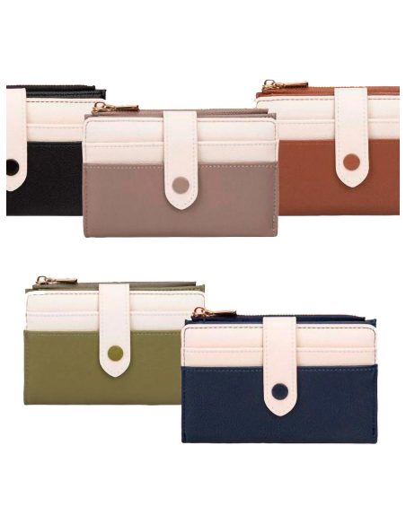 Cartera billetera bicolor tarjetero y cremallera