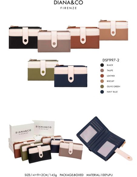 Cartera billetera bicolor tarjetero y cremallera