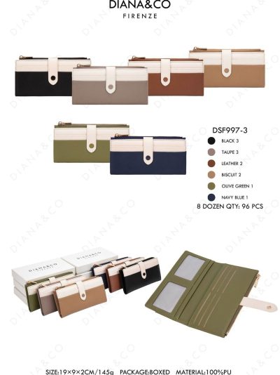 Cartera billetera larga bicolor cremallera 2