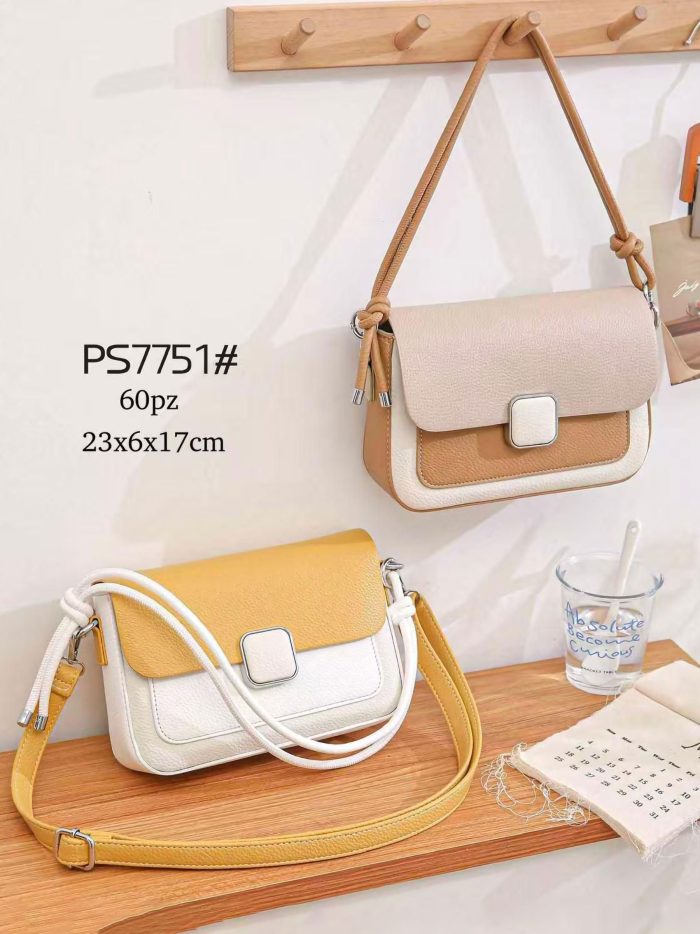 Bolsa de ombro bicolor com aba