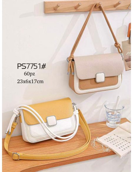 Bolsa de ombro bicolor com aba