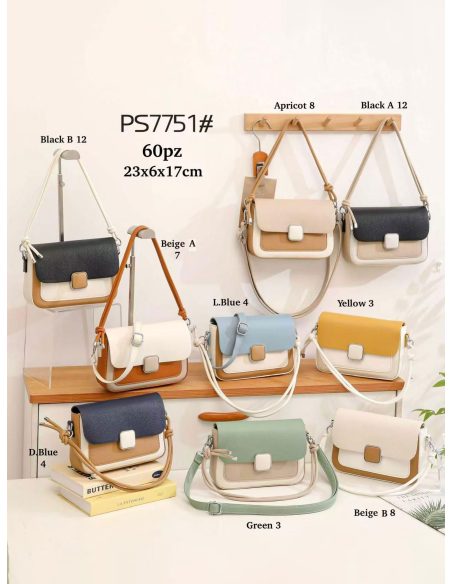 Bolsa de ombro bicolor com aba