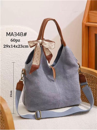 Bolso de hombro de lino con lazo decorativo