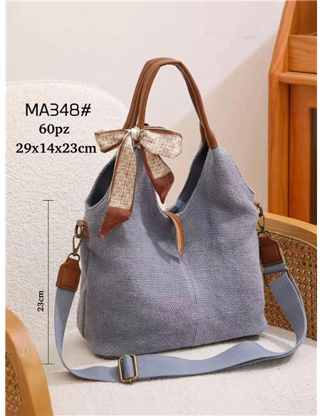 Bolso de hombro de lino con lazo decorativo