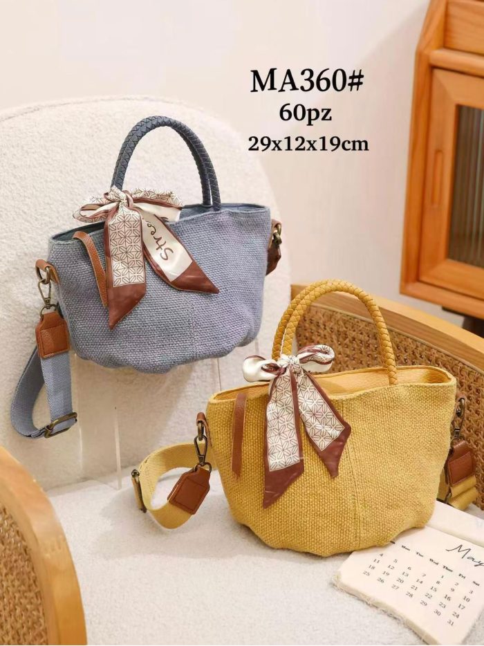 Bolso mini tote de lino con lazo decorativo