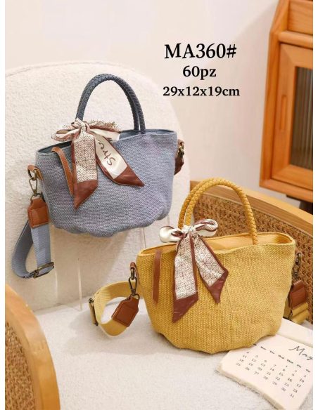 Bolso mini tote de lino con lazo decorativo