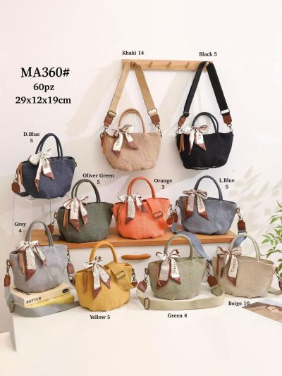 Bolso mini tote de lino con lazo decorativo 2