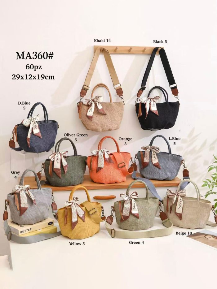 Bolso mini tote de lino con lazo decorativo