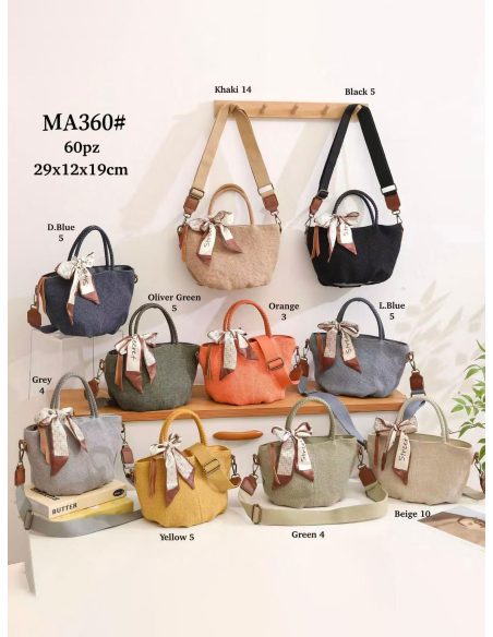 Bolso mini tote de lino con lazo decorativo