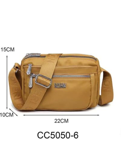 Bolso bandolera nylon multibolsillos cremalleras